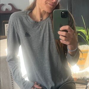 Adidas Women's Heather Gray Long Sleeve Tee